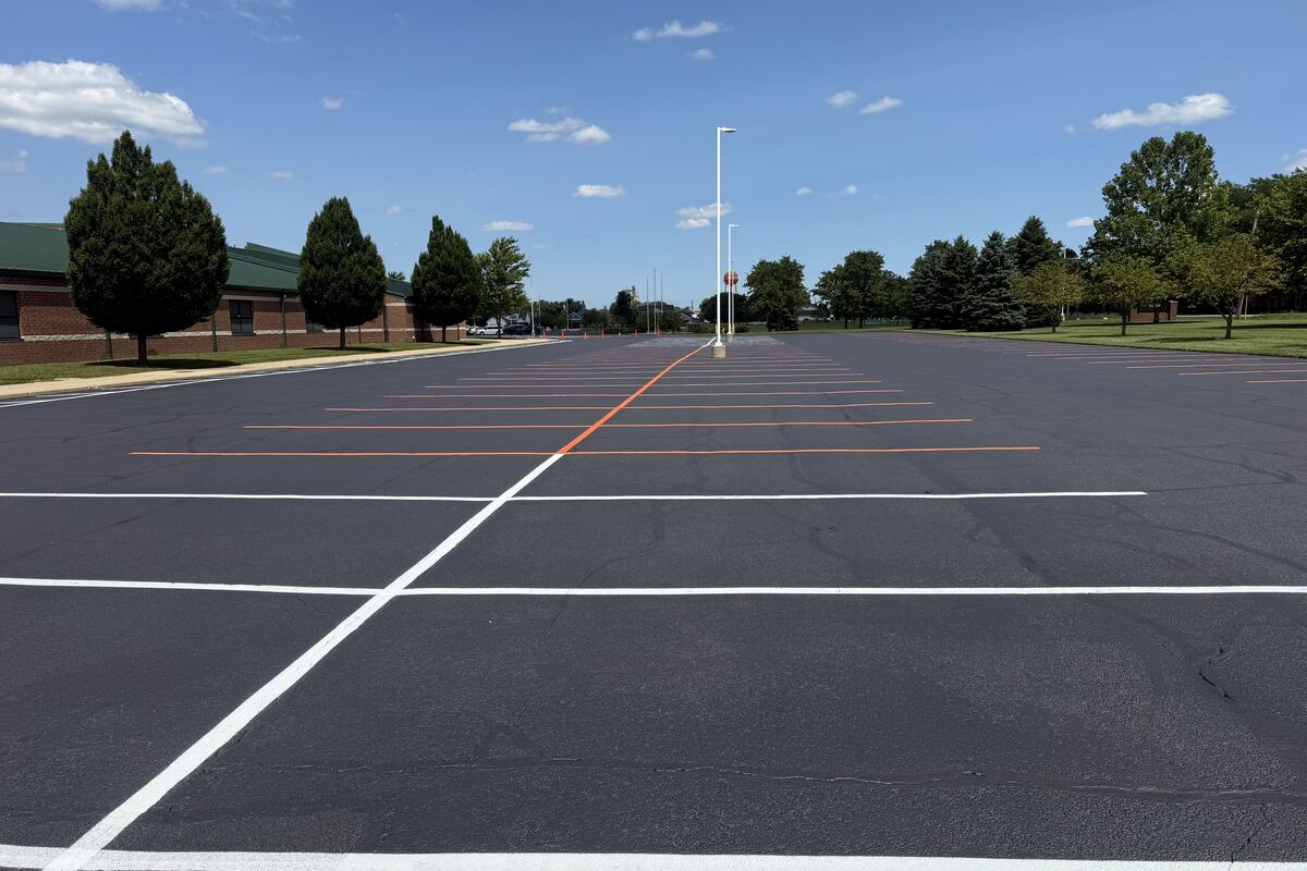 Church parking lot sealcoated and striped in Central Ohio